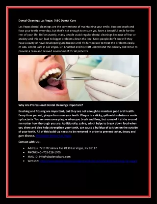 Dental Cleanings Las Vegas |ABC Dental Care