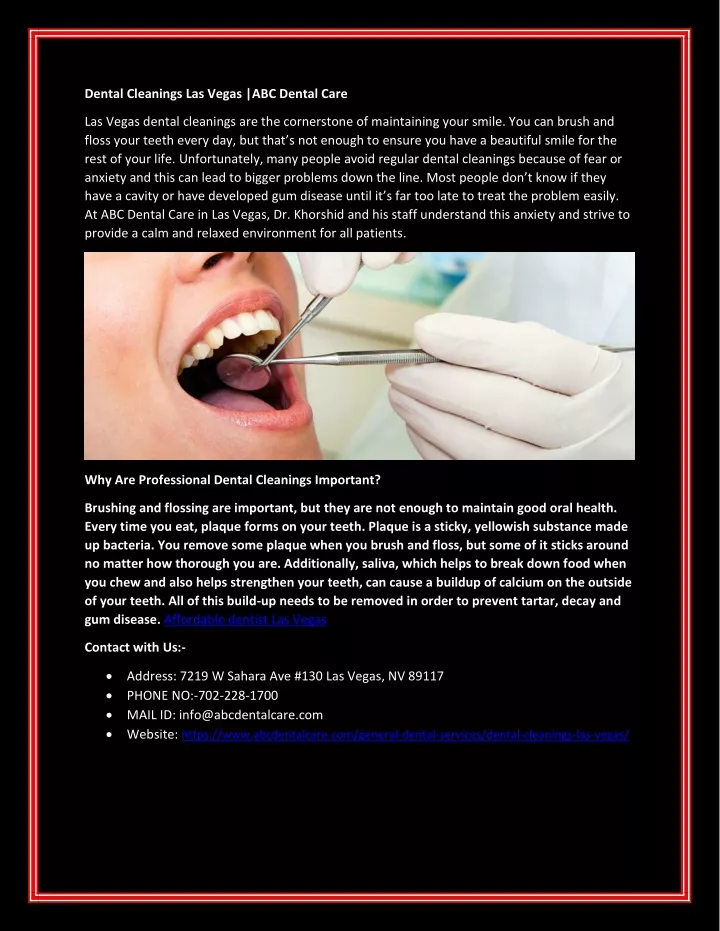 dental cleanings las vegas abc dental care