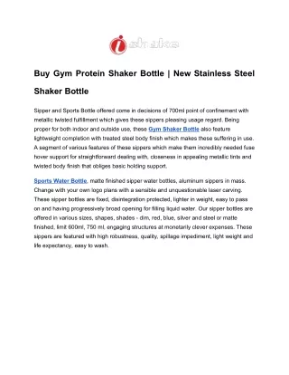 Buy Gym Protein Shaker Bottle | New Stainless Steel Shaker Bottle