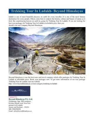 Trekking Tour In Ladakh
