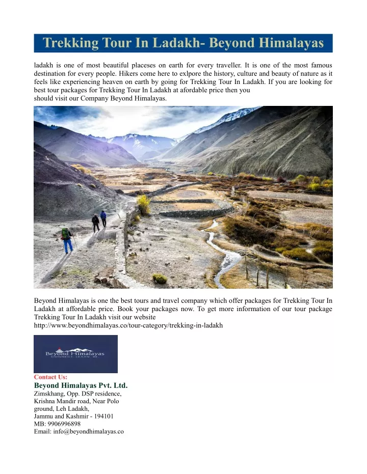 trekking tour in ladakh beyond himalayas
