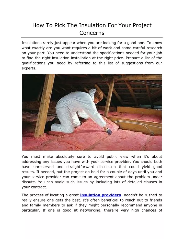 how to pick the insulation for your project