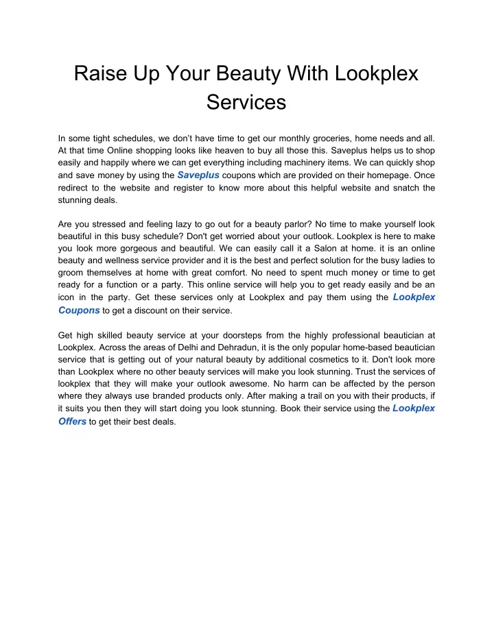 raise up your beauty with lookplex services
