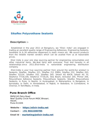 Sikaflex Sealants Polyurethane Sealants In Pune India