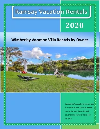 Wimberley Vacation Villa Rentals by Owner