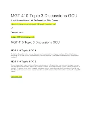 MGT 410 Topic 3 Discussions GCU