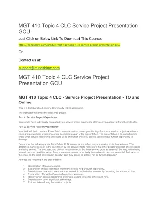 MGT 410 Topic 4 CLC Service Project Presentation GCU
