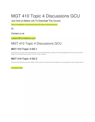 MGT 410 Topic 4 Discussions GCU