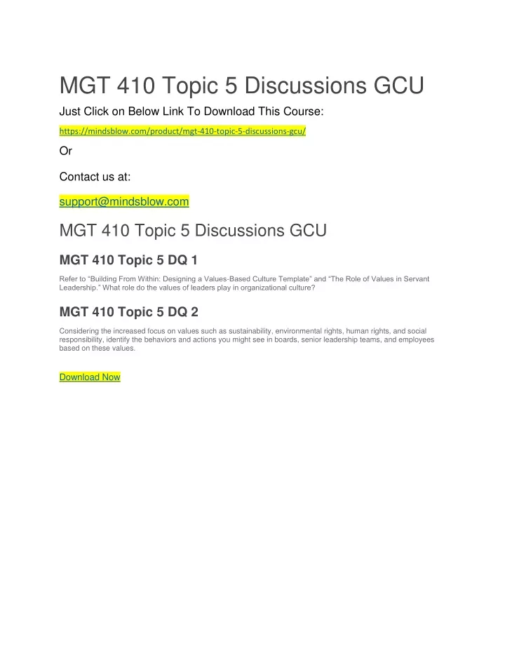 mgt 410 topic 5 discussions gcu just click