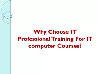 Why Choose IT Professional Training For IT computer Courses?