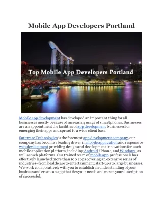 Mobile App Developers Portland