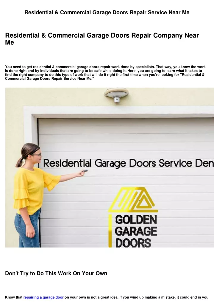 residential commercial garage doors repair