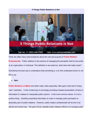 5 Things Public Relations is Not
