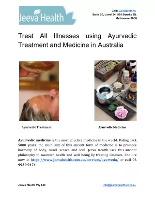 Treat All Illnesses using Ayurvedic Medicine in Australia