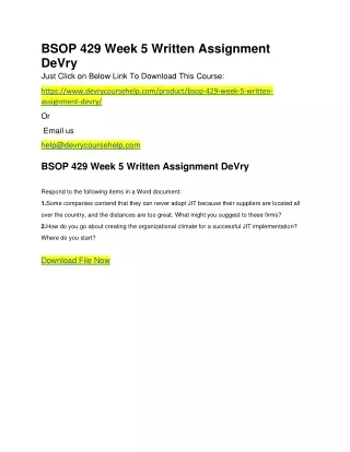 BSOP 429 Week 5 Written Assignment DeVry