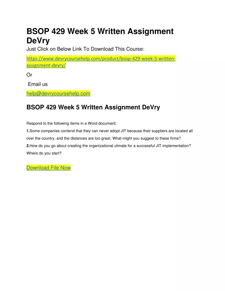 bsop 429 week 5 written assignment devry just