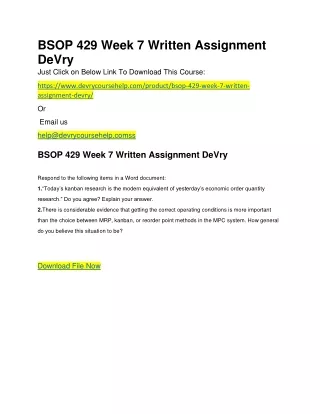 BSOP 429 Week 7 Written Assignment DeVry