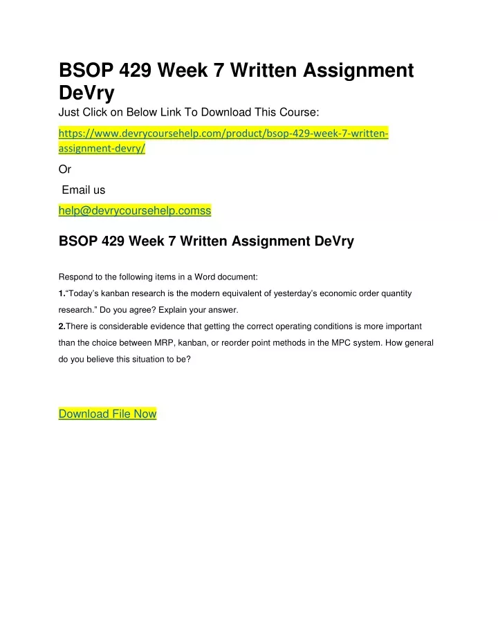 bsop 429 week 7 written assignment devry just