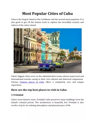 Most Popular Cities of Cuba