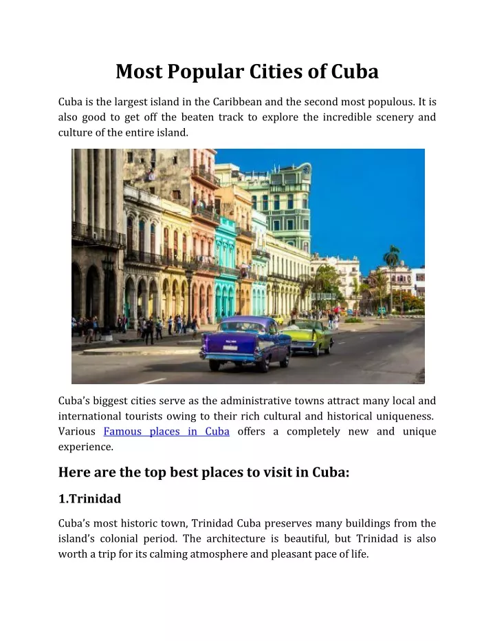 most popular cities of cuba