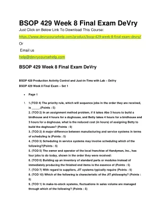 BSOP 429 Week 8 Final Exam DeVry