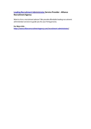 leading recruitment administrator service