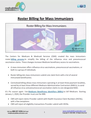 Roster Billing for Mass Immunizers