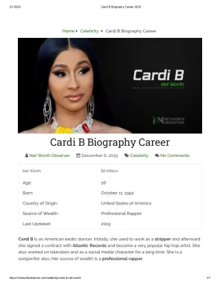 Cardi B Biography Career 2020