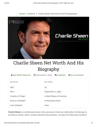 Charlie Sheen Net Worth And His Biography In 2020 _ Height, Bio, Facts