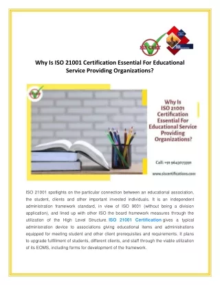 Why Is ISO 21001 Certification Essential For Educational Service Providing Organizations?