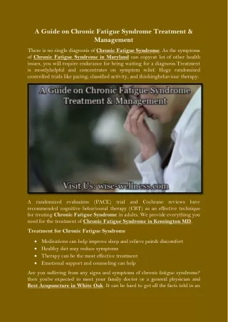 A Guide on Chronic Fatigue Syndrome Treatment & Management