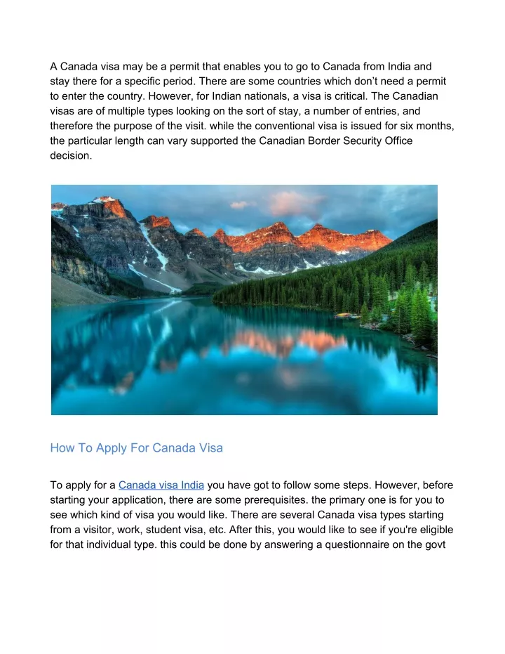 a canada visa may be a permit that enables