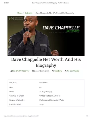 Dave Chappelle Net Worth And His Biography – Net Worth Observer