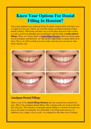 Know Your Options For Dental Filling In Houston?