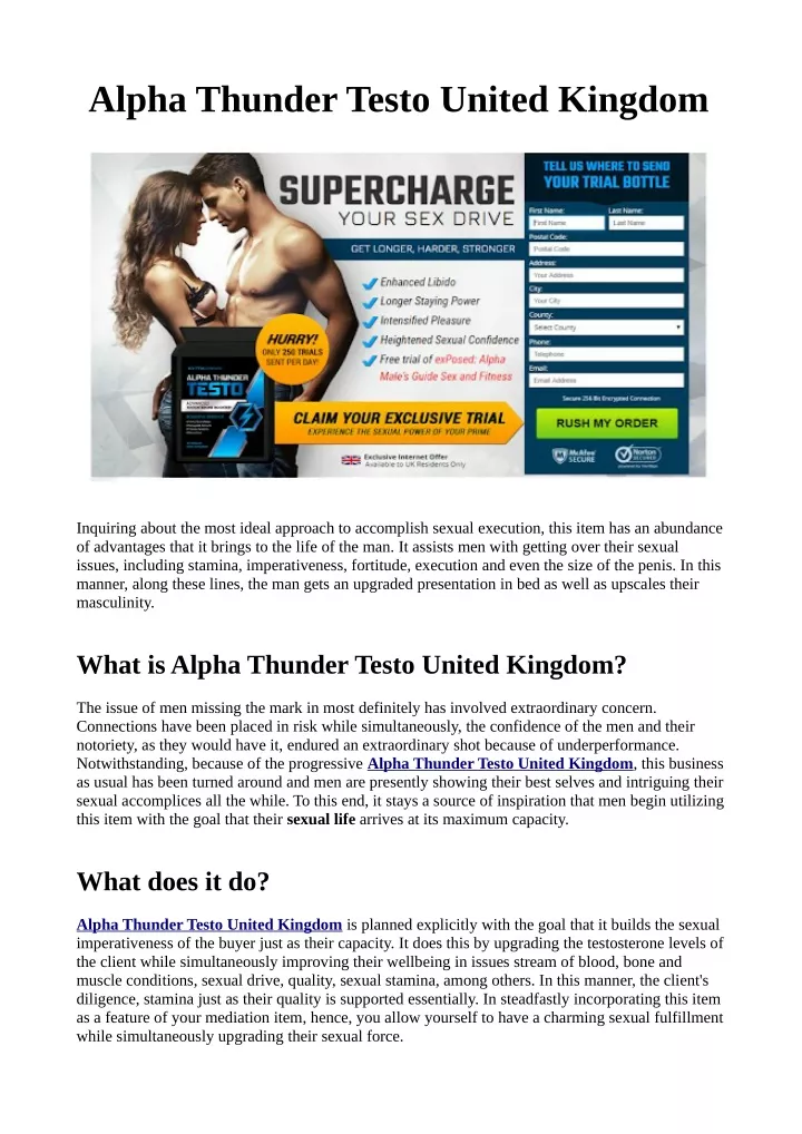 alpha thunder testo united kingdom