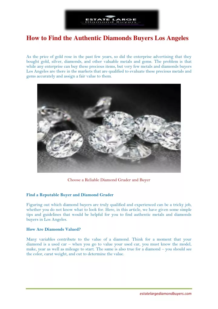 how to find the authentic diamonds buyers