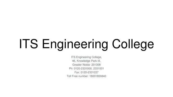 its engineering college