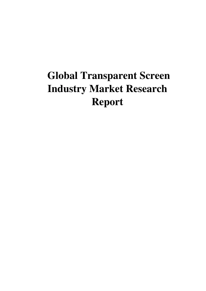 global transparent screen industry market