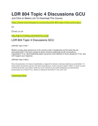 LDR 804 Topic 4 Discussions GCU