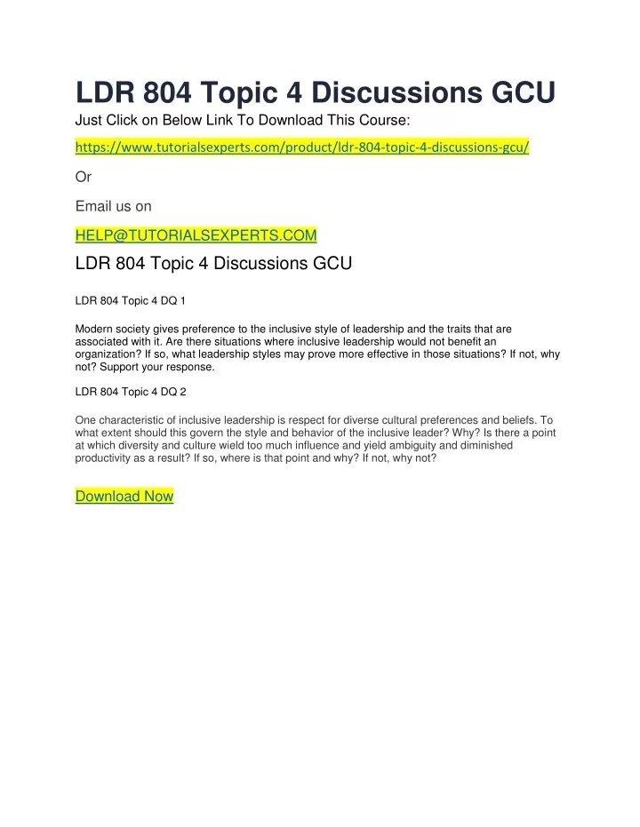 ldr 804 topic 4 discussions gcu just click