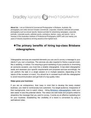 The primary benefits of hiring top-class Brisbane videographers