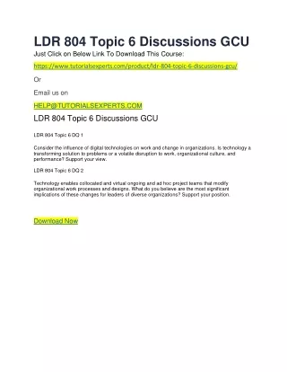 LDR 804 Topic 6 Discussions GCU