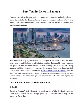 Best Tourist Cities in Panama