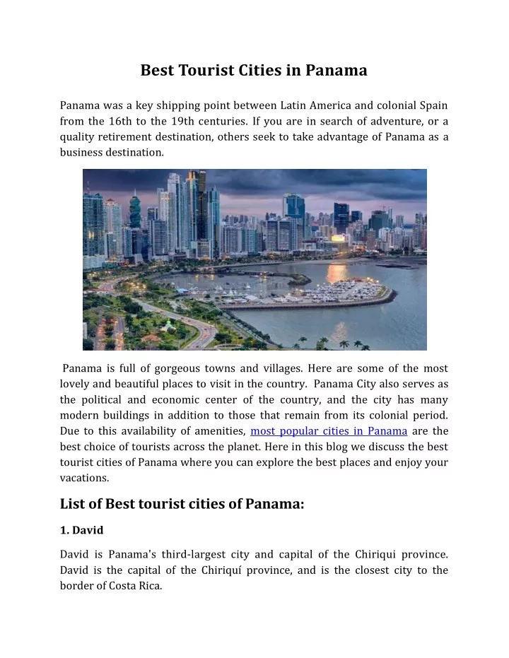 best tourist cities in panama