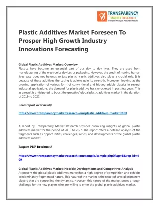 Plastic Additives Market Foreseen To Prosper High Growth Industry Innovations Forecasting