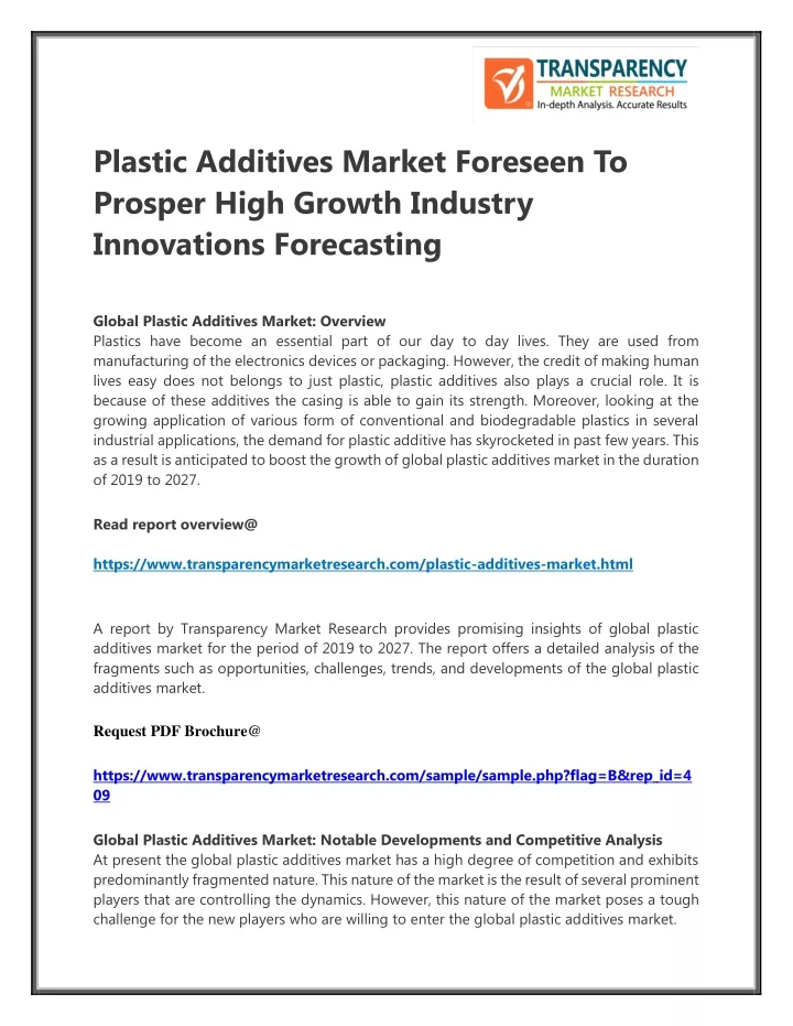 plastic additives market foreseen to prosper high