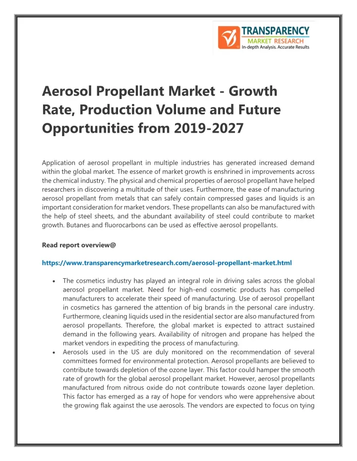 aerosol propellant market growth rate production