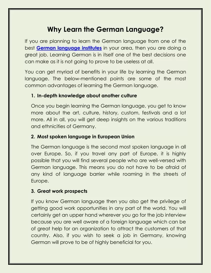 why learn the german language