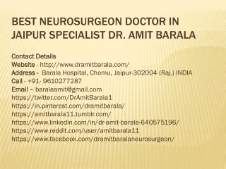 Best Neurosurgeon Doctor in Jaipur Specialist Dr. Amit Barala