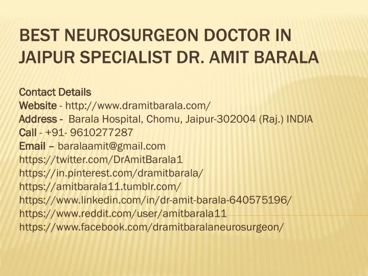 best neurosurgeon doctor in jaipur specialist dr amit barala